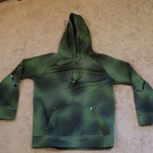 Spyder Green Hoodie with Black Spider Design